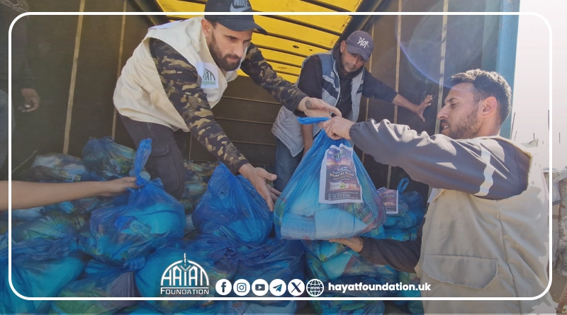 Iftar package distribution in Gaza Ramadan 2026.